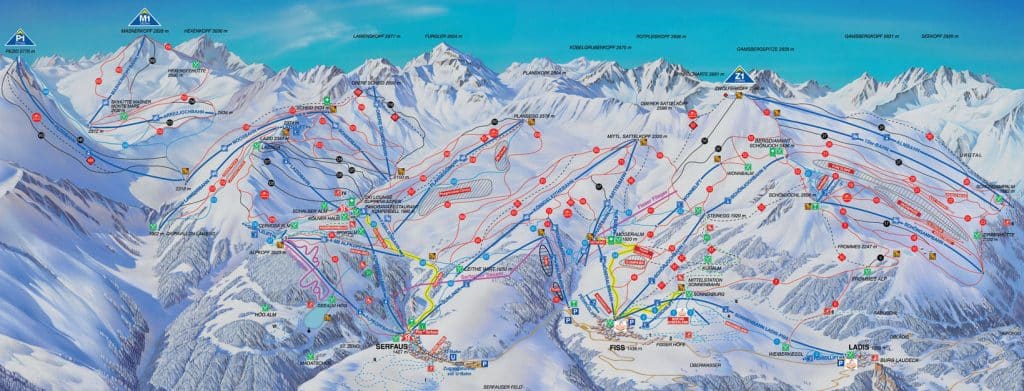 Ski Serfaus-Fiss-Ladis - Tirol, Austria ski map